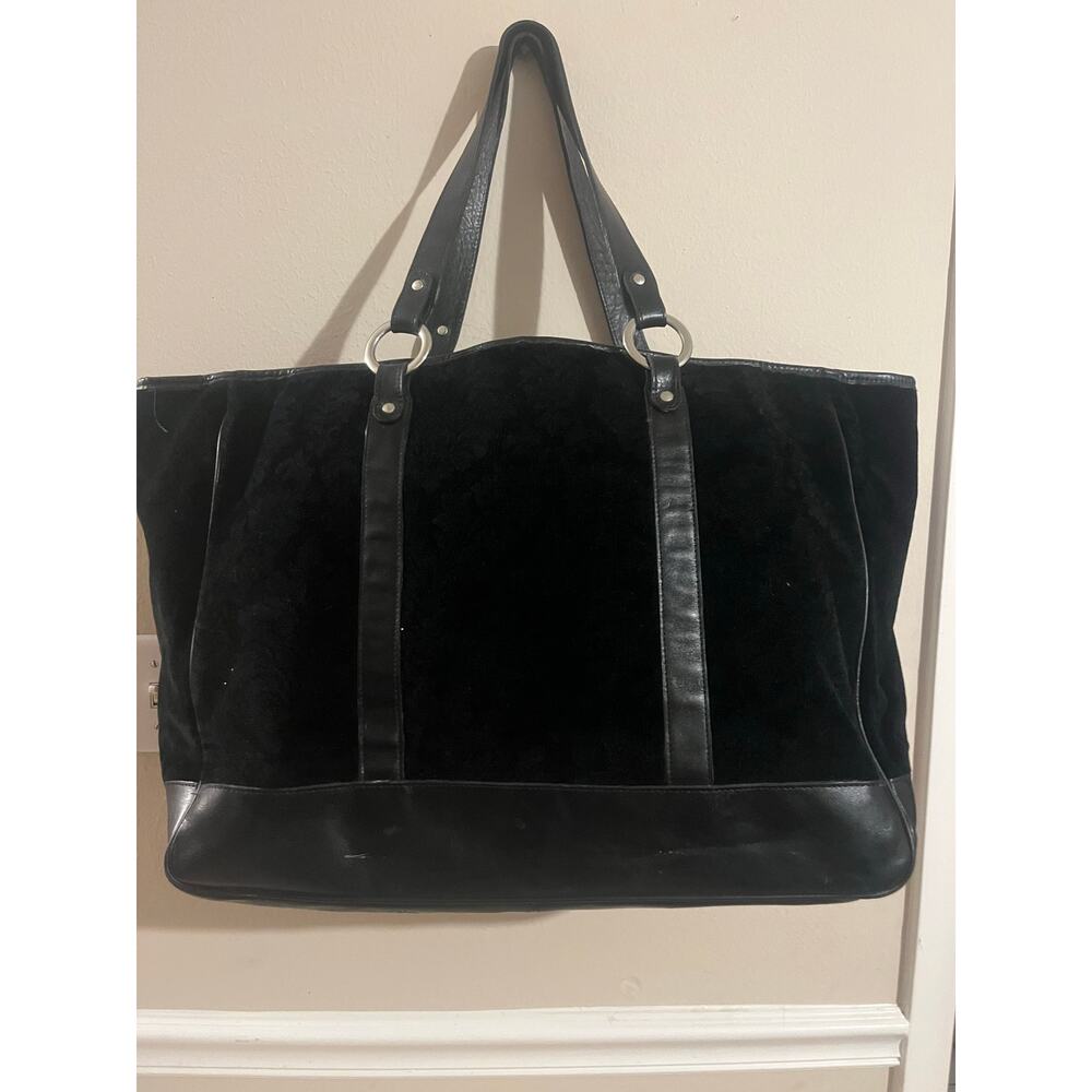 🎉Large black chenille Glenda Gies designer tote. (Eloise style). Retail $475